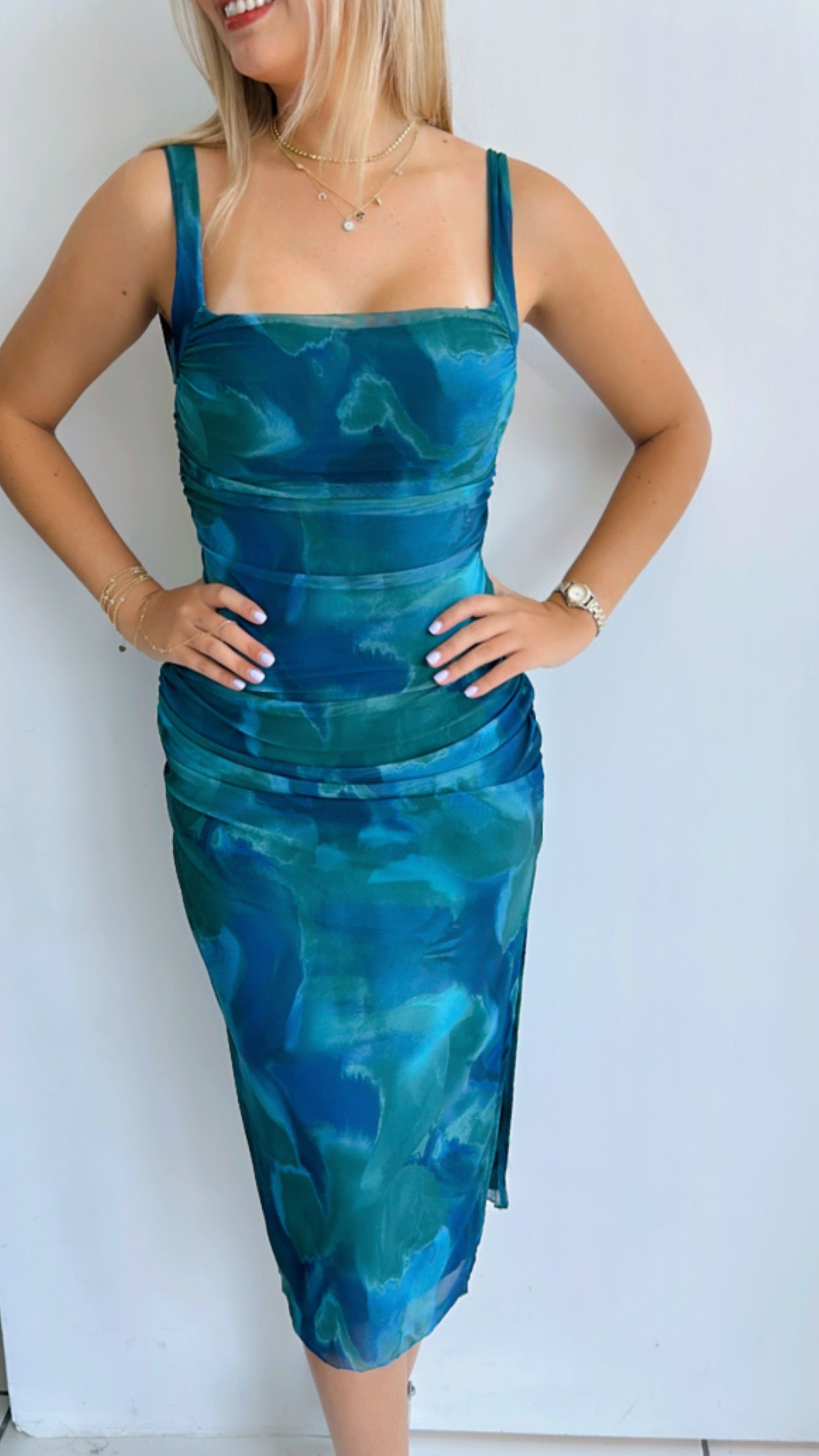 Mesh green dress
