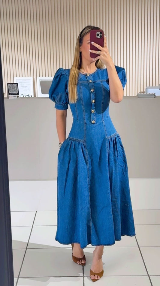 CELESTE MIDI DENIM DRESS