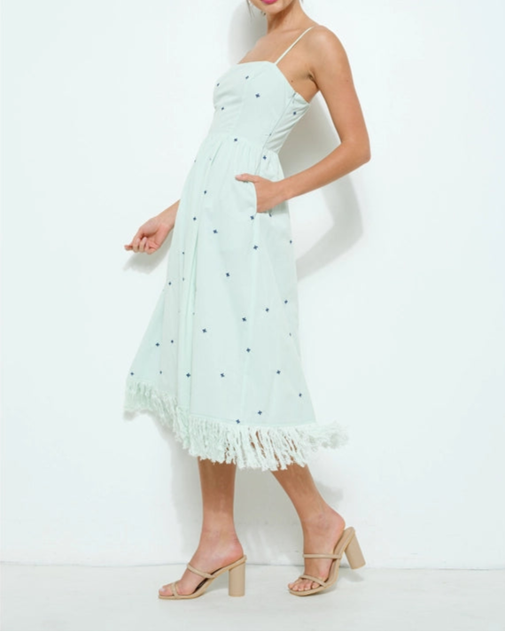 Light Blue Flared Midi Dress