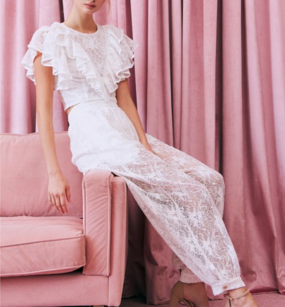 White Lace Ruffle Set