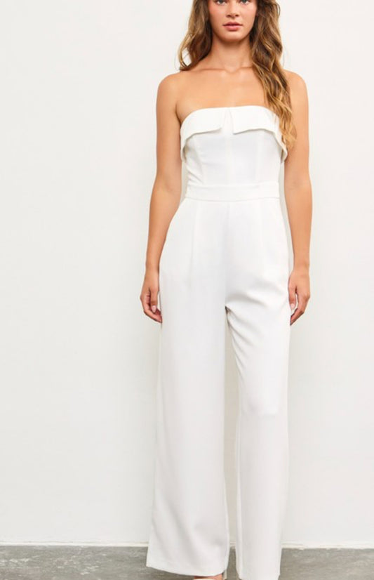 Strapless white jumpsuit