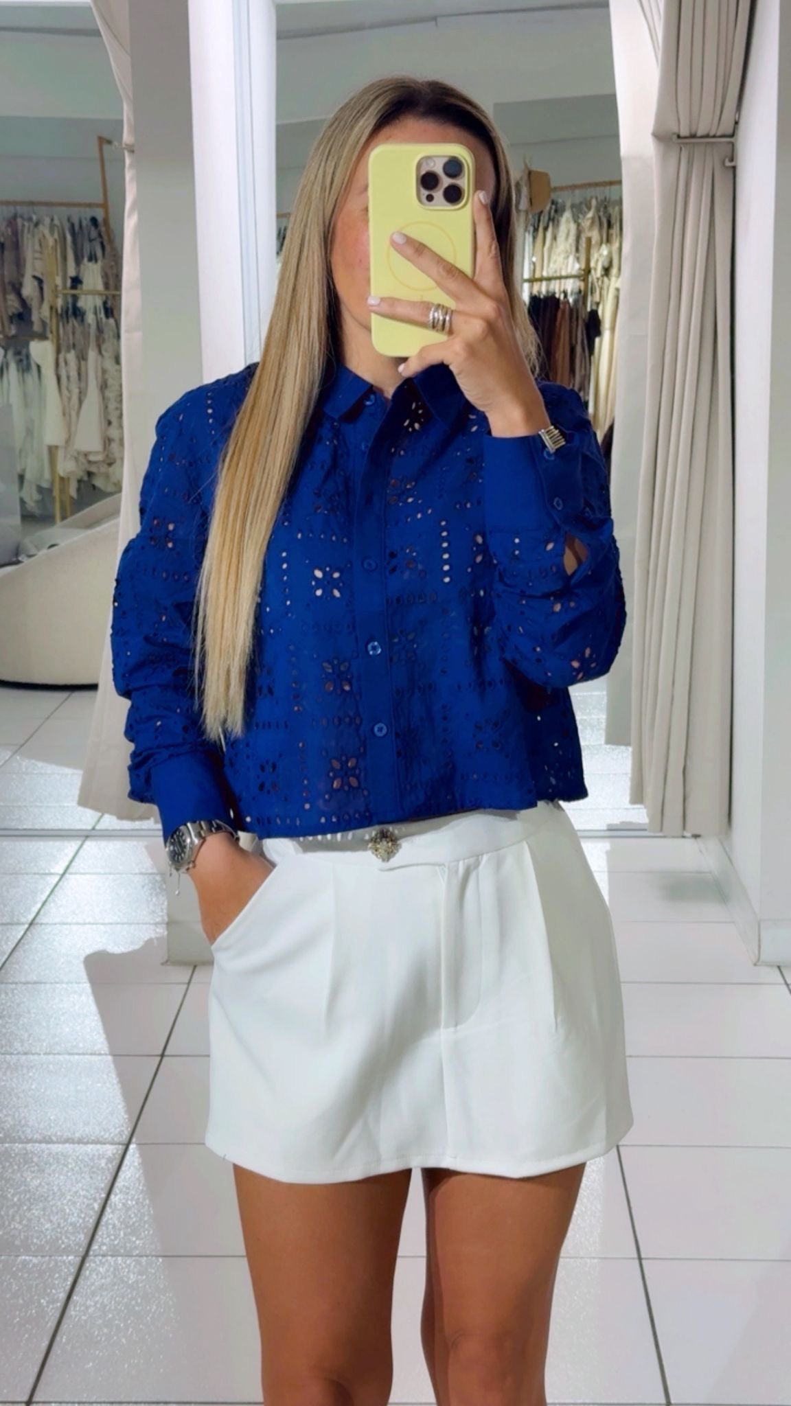 Liz blue blouse