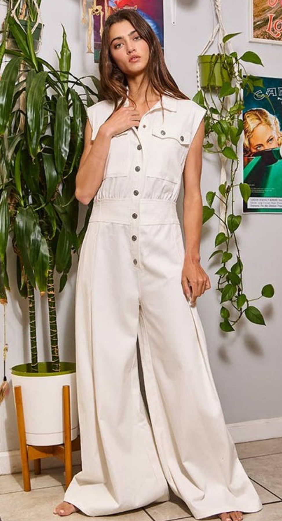 White casual jumpsuit
