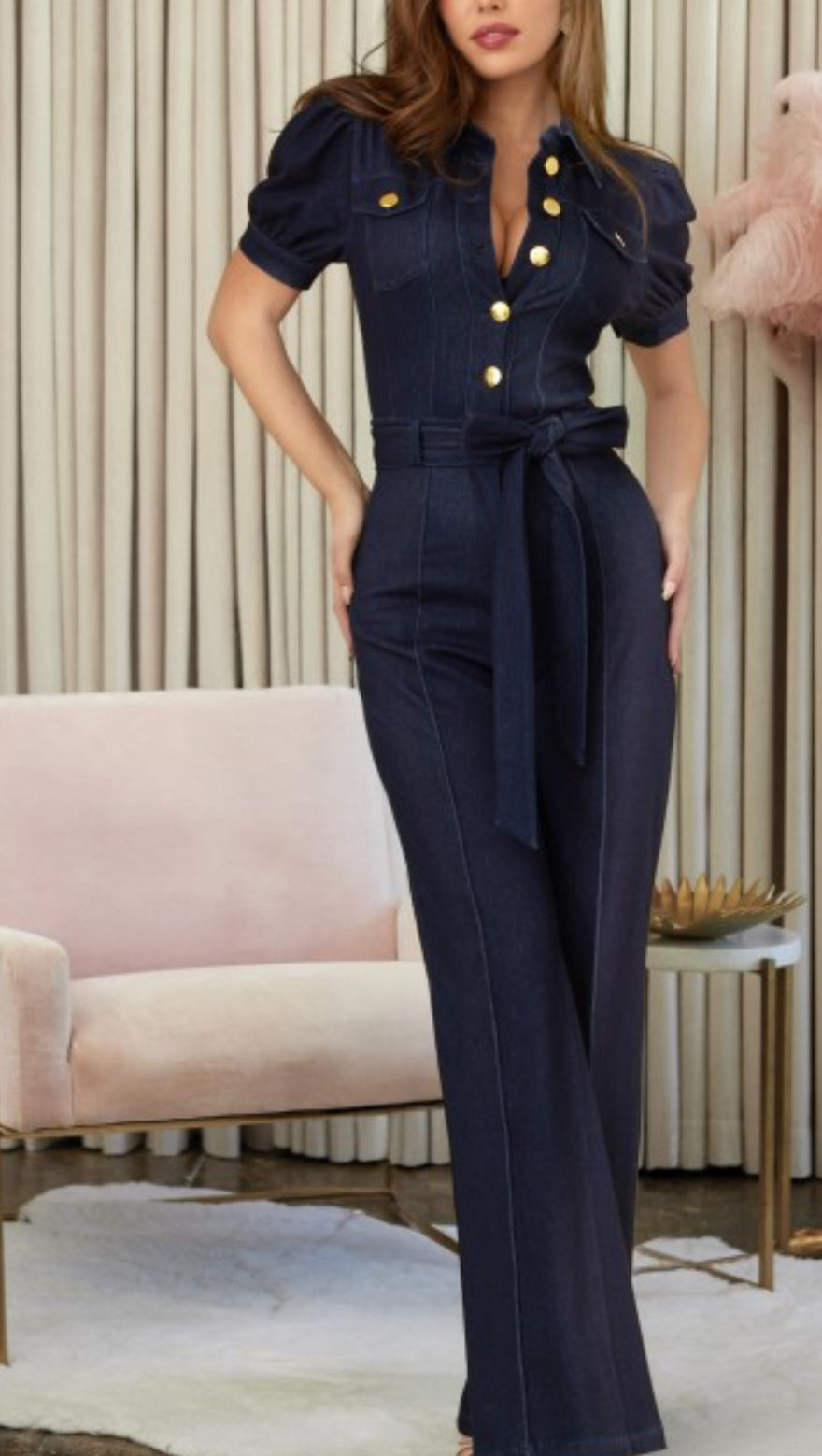 Denim stretch romper