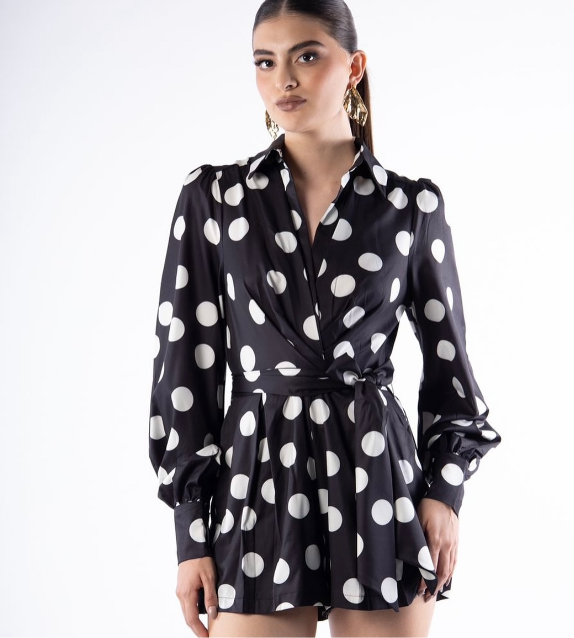 Black and white polka dot jumpsuit