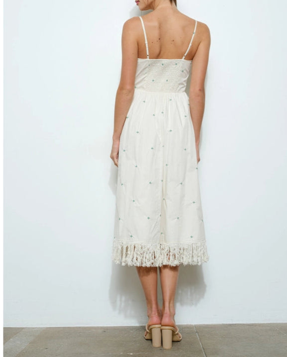 White Flared Midi Dress