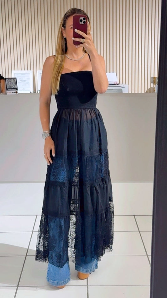 TUNIC BLACK LACE TOP