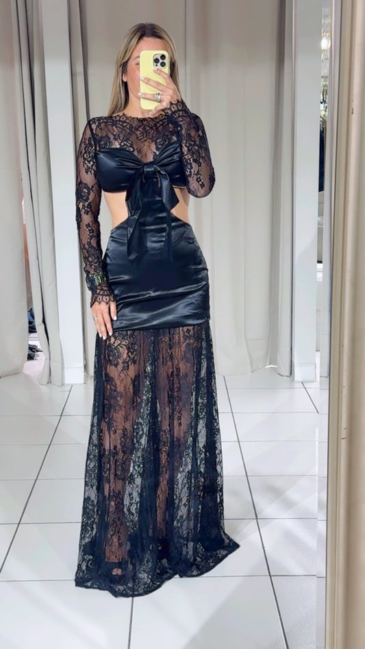 Black lace maxi