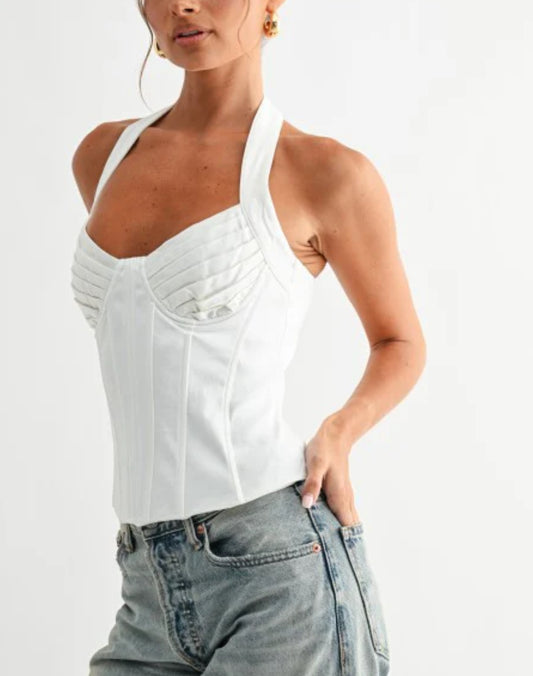 Halter corset white top