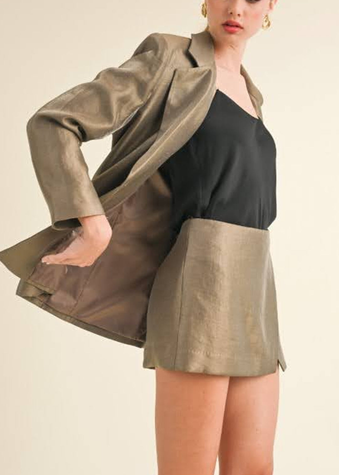 Linene blazer mini skort set
