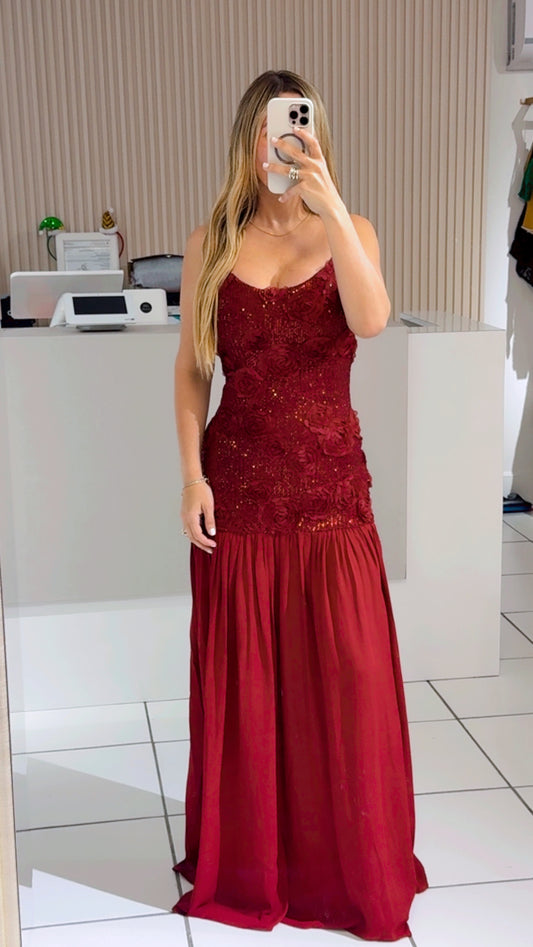 Rossette red dress