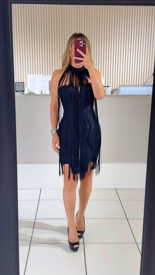 Tassel black dress