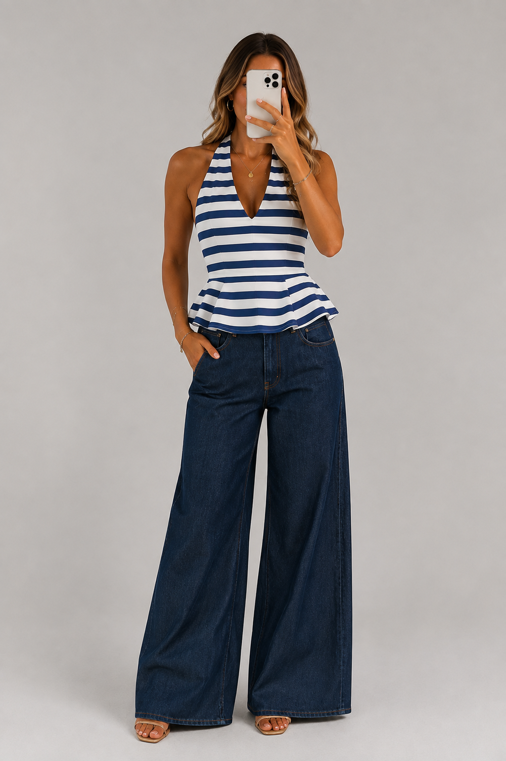 Stripe peplum top
