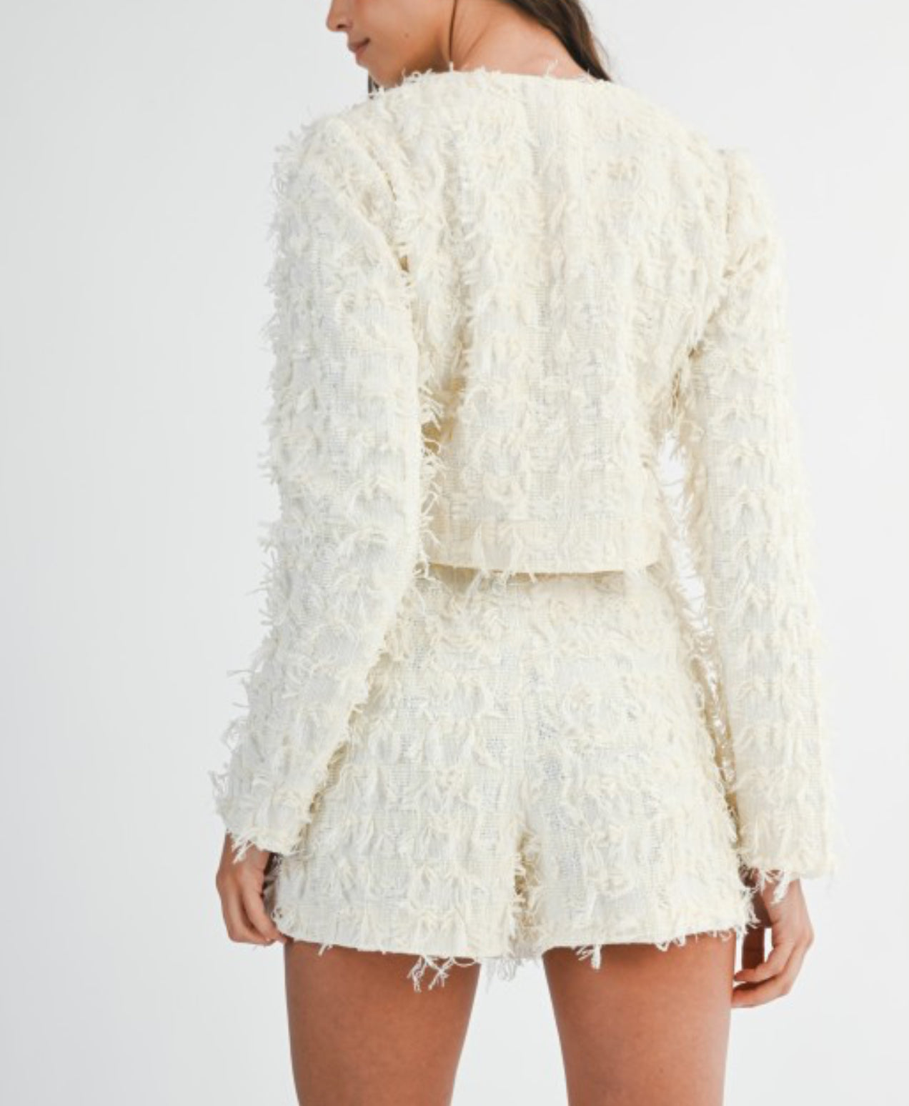 Textured tweed cream set