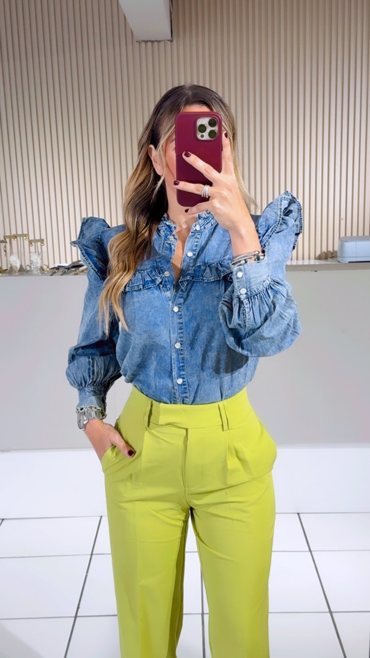 Acid Washed Denim Top