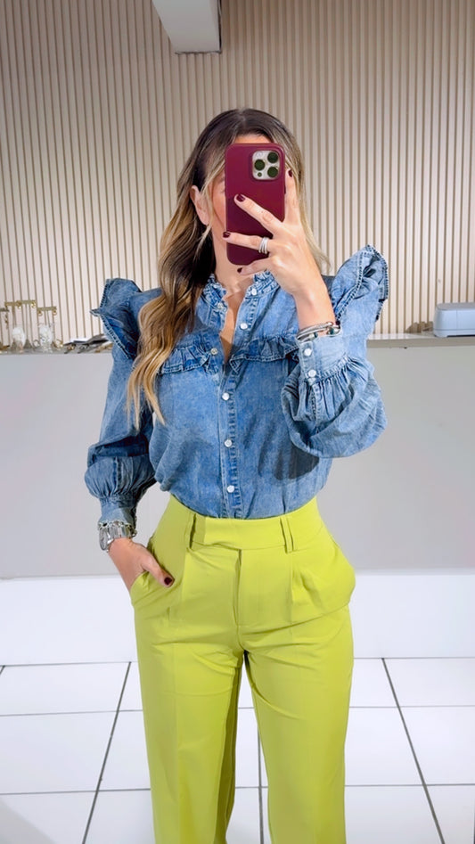 Acid Washed Denim Top