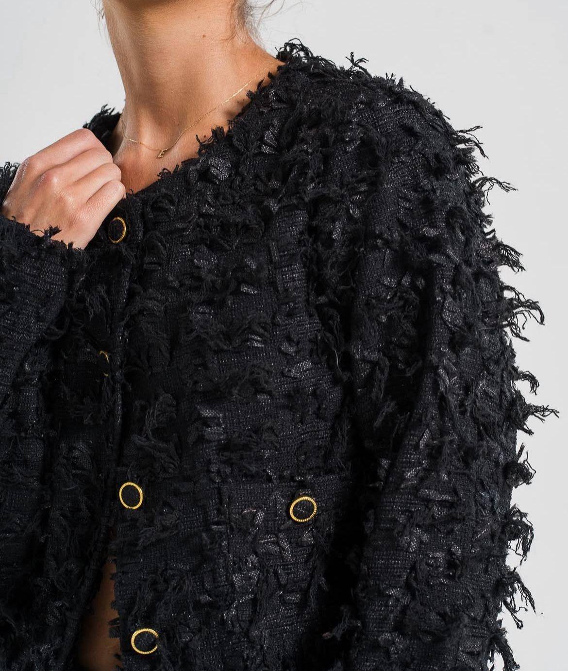 Textured tweed black set