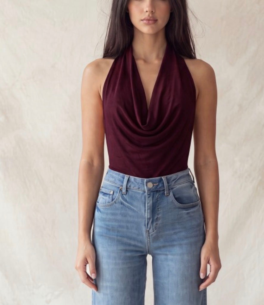 Wine halter bodysuit