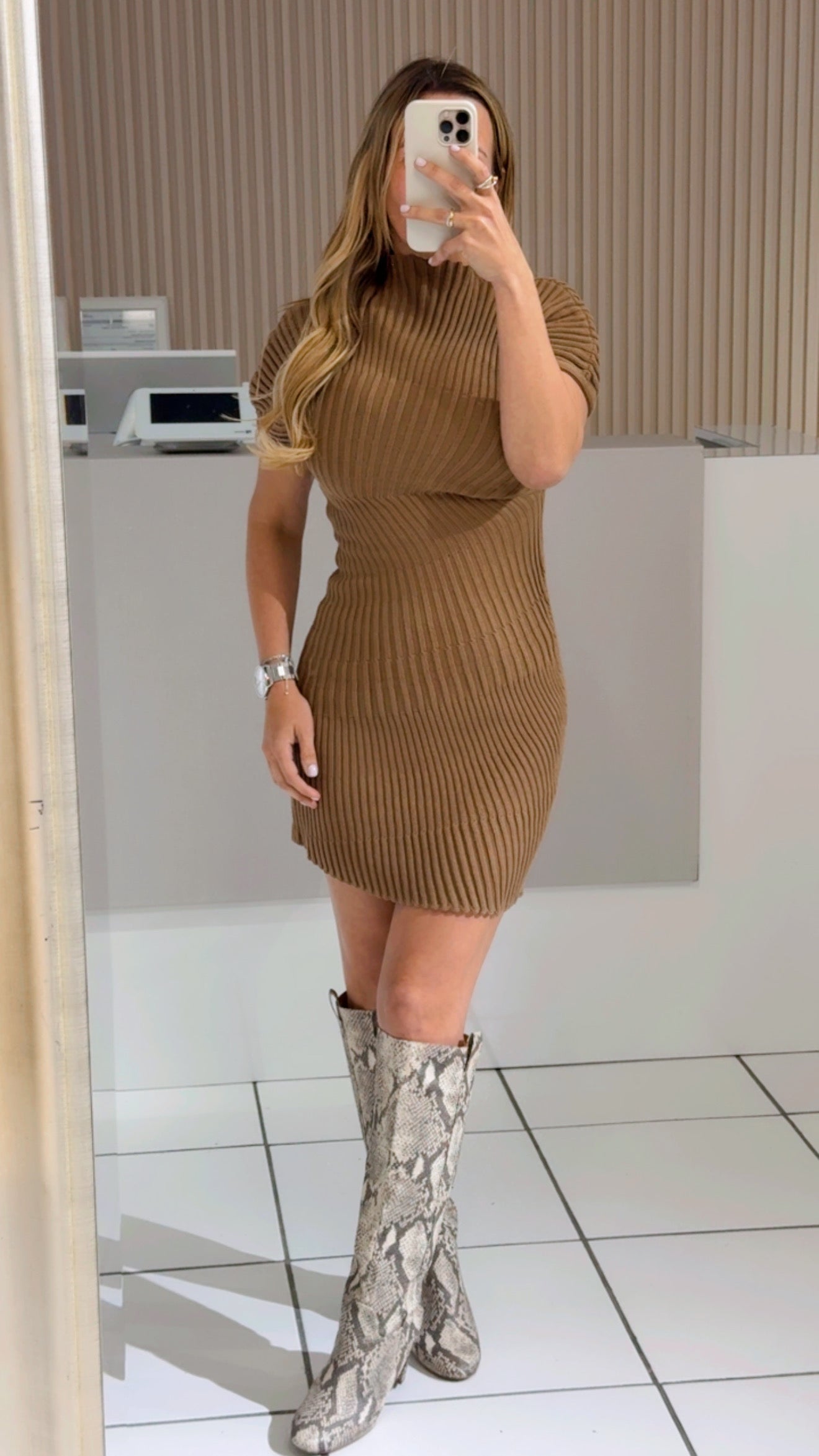 Mocha knit dress
