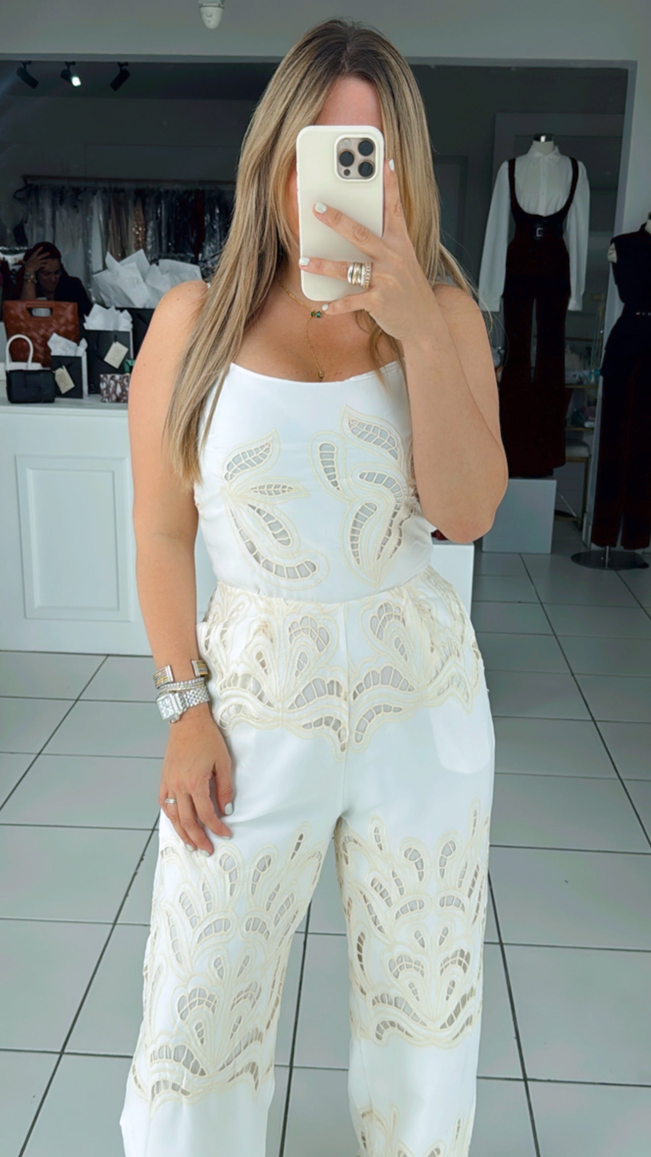 White/nude jumpsuit