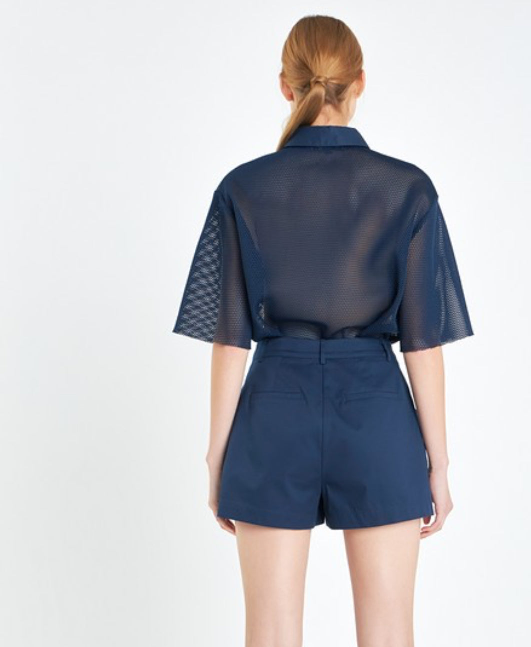 Blue mesh top and pants set