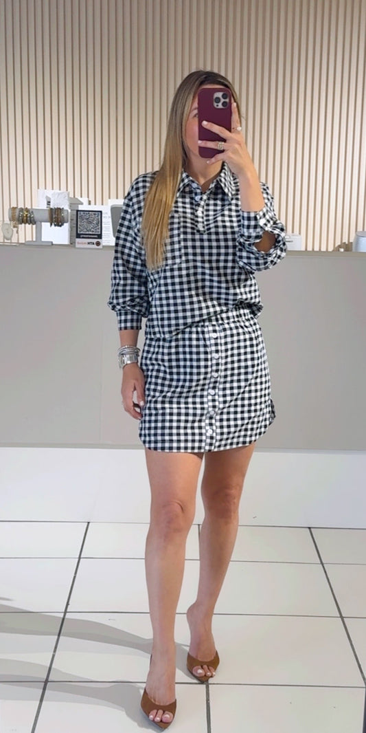 Gingham Neckline SET