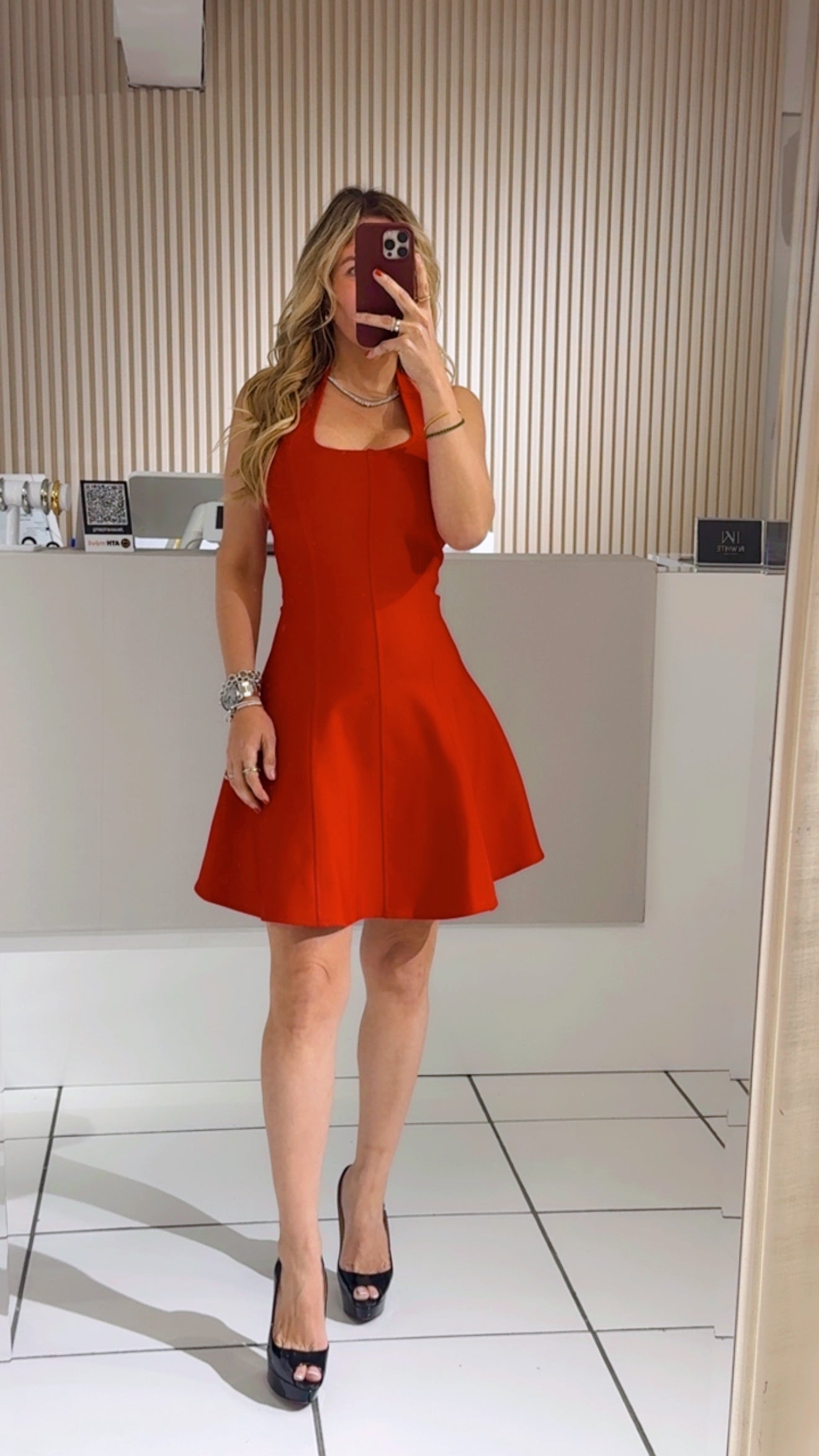 Zoe Red Halter Dress