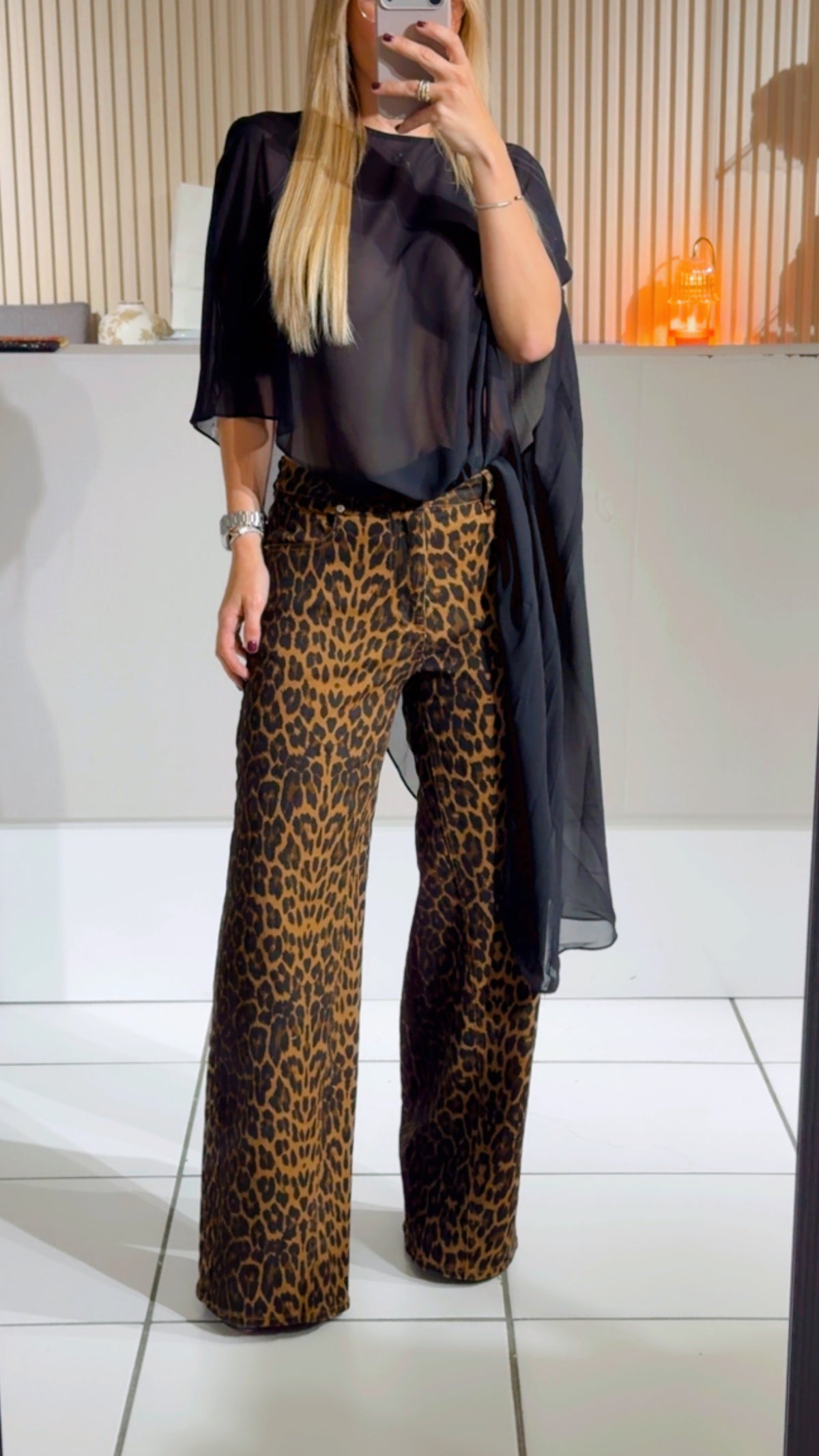Leopard denim