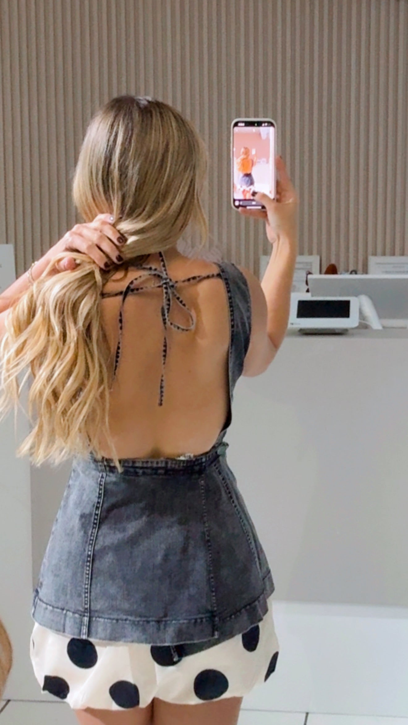 Denim black top