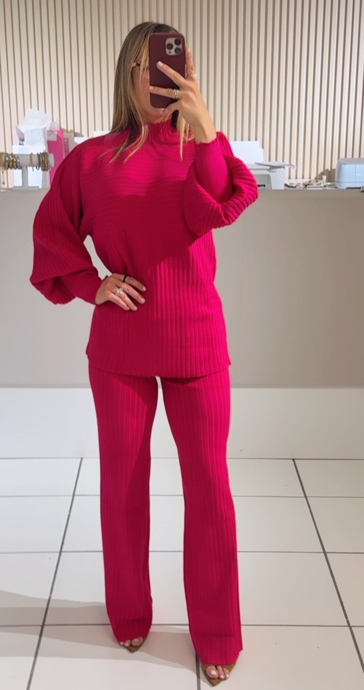 Ribbed Turtleneck and Pants Set