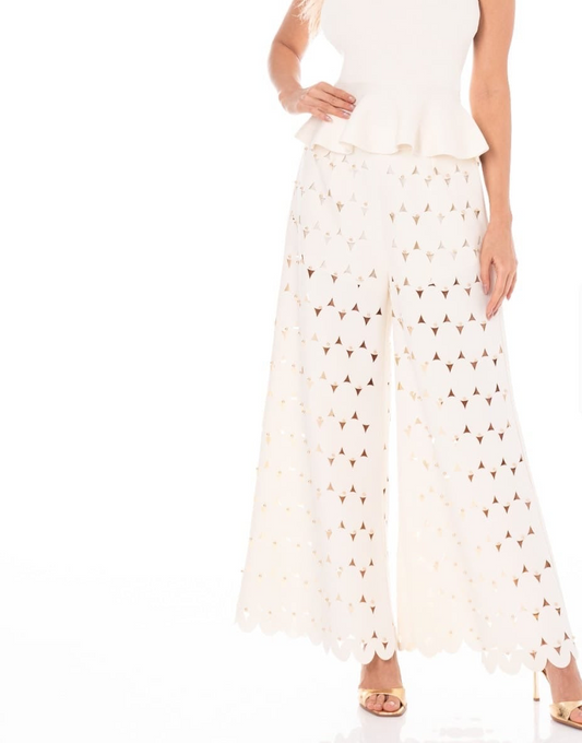 Cream Pants Lazer Cut