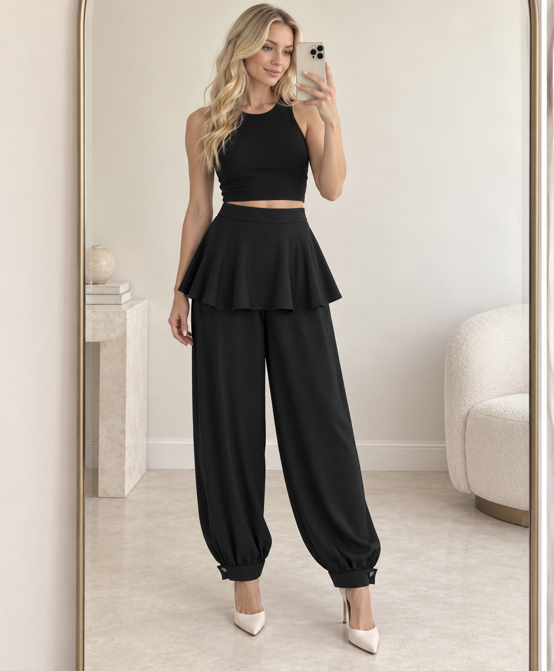 Black peplum pant