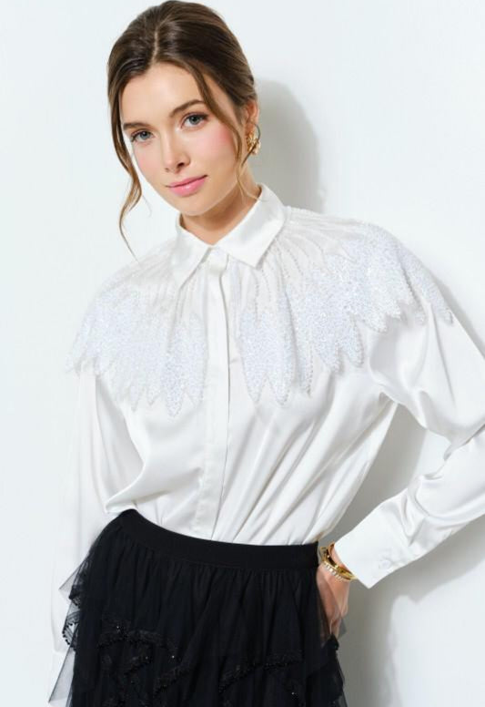 Canutillo white silk top