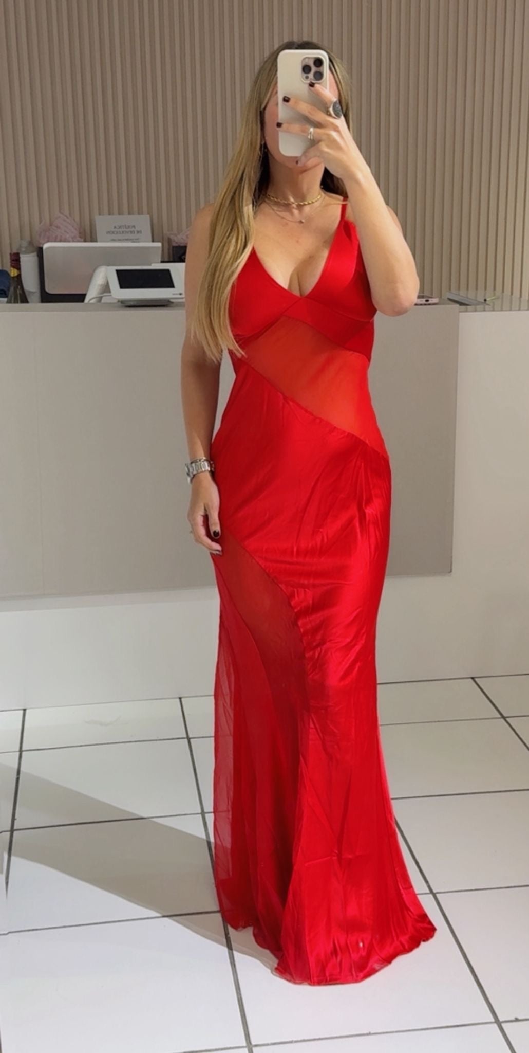 Red strap dress