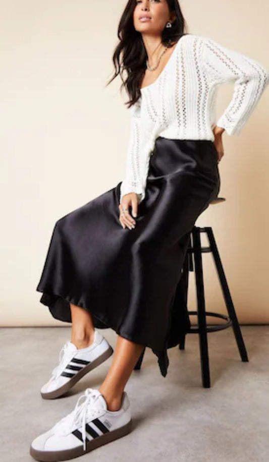 Black satin skirt