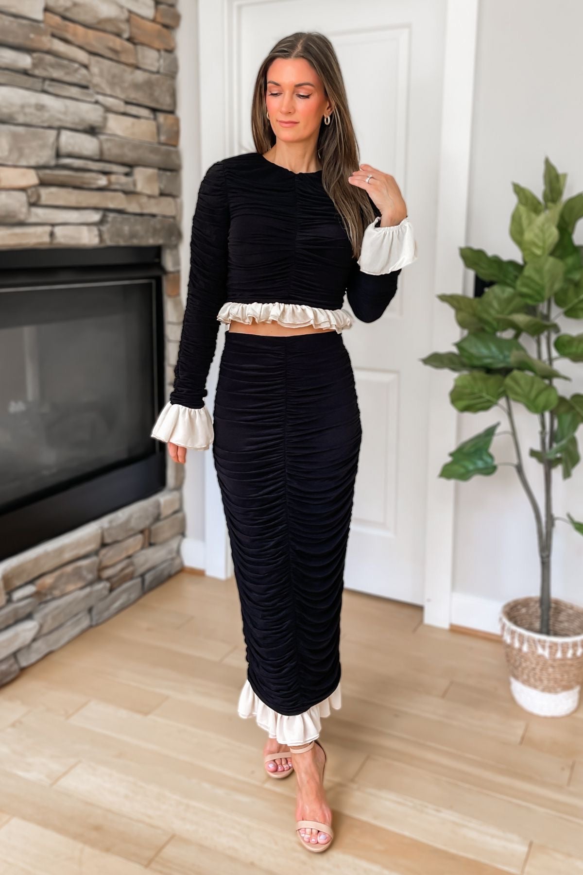 Frill midi skirt set