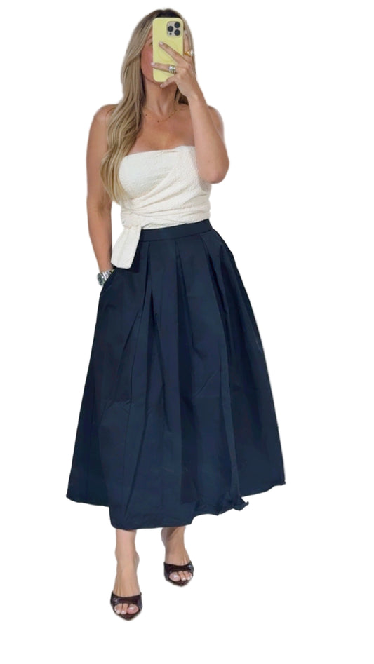 Midi cream and black dress