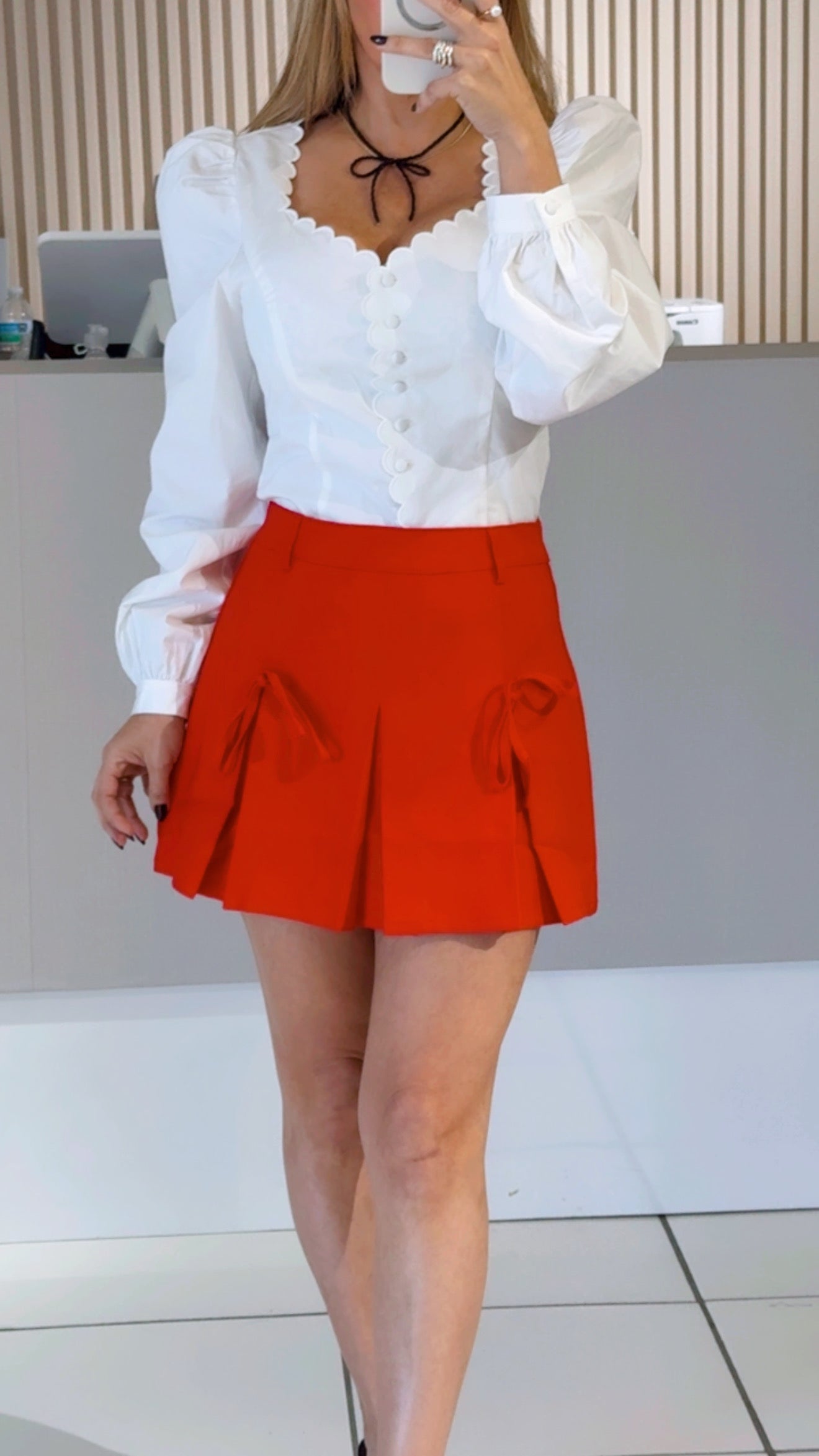 Red mini skirt