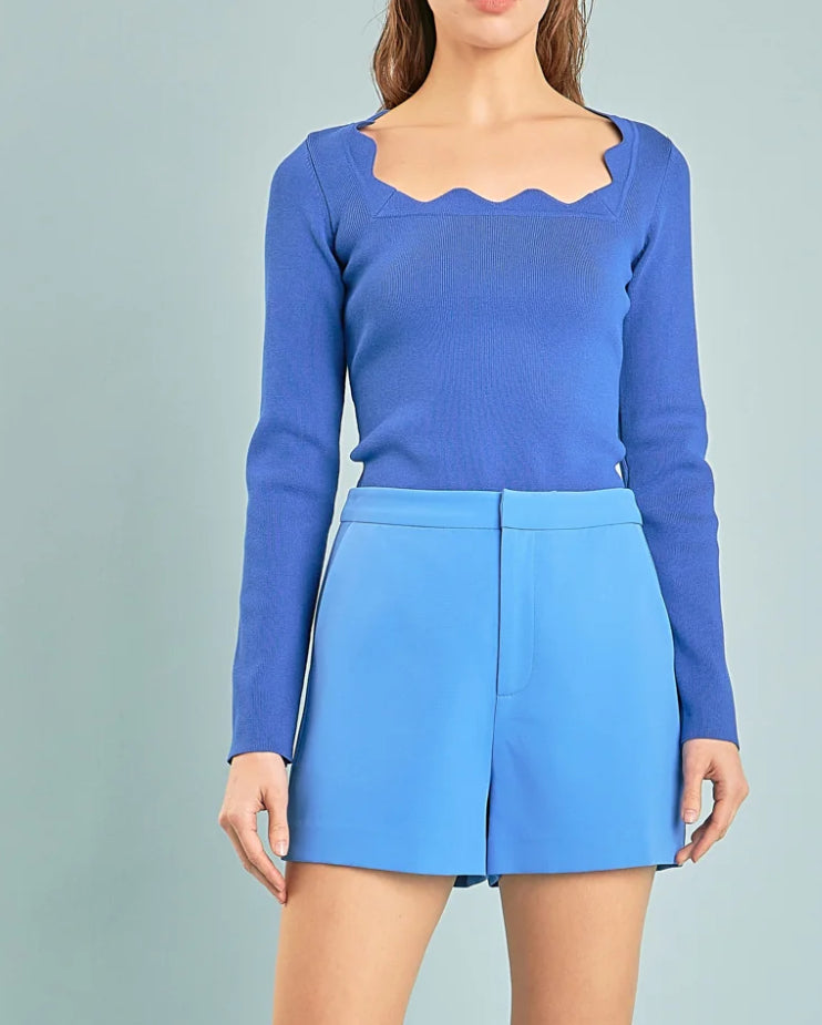 Cobalt blue scallop sweater