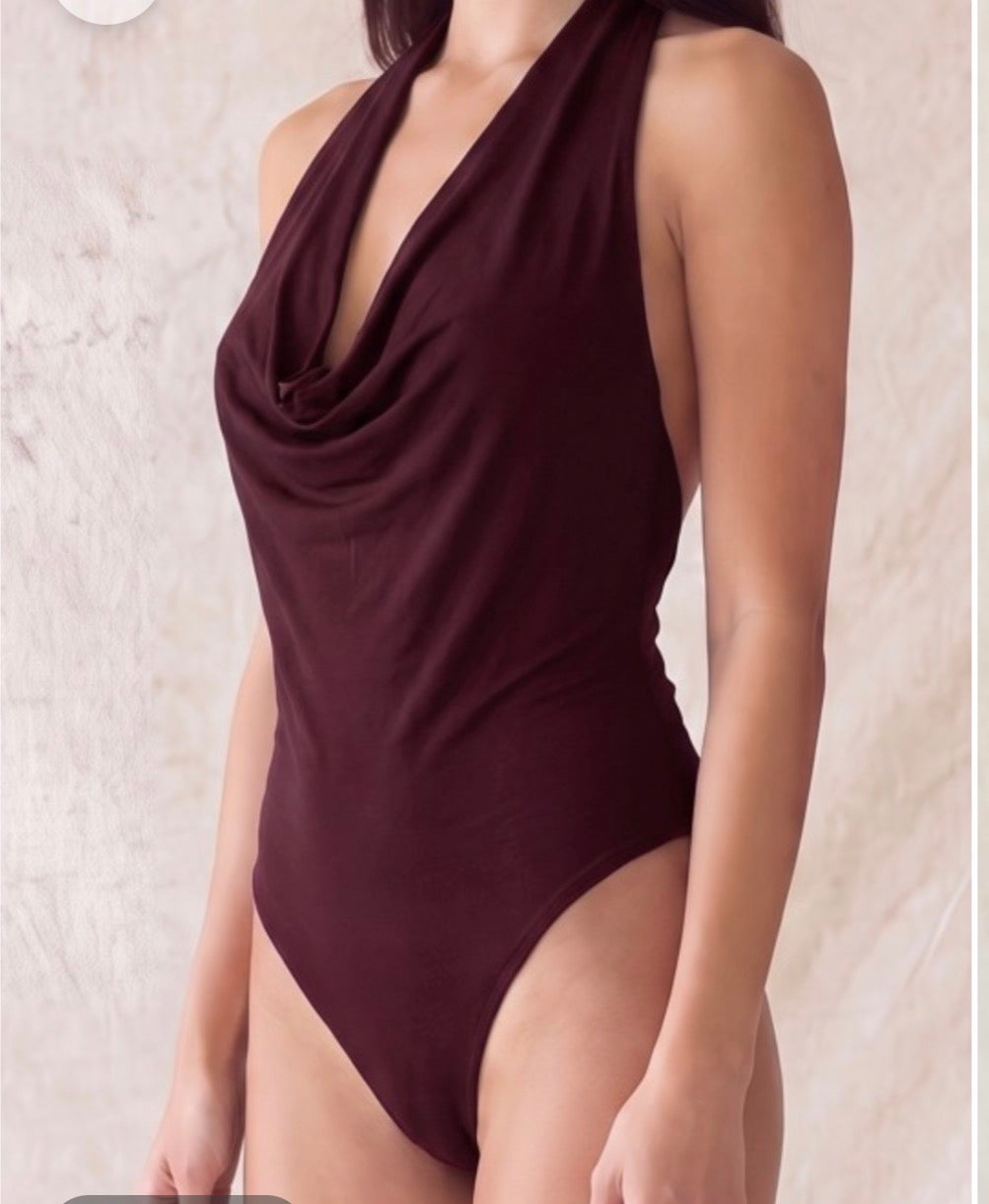 Wine halter bodysuit