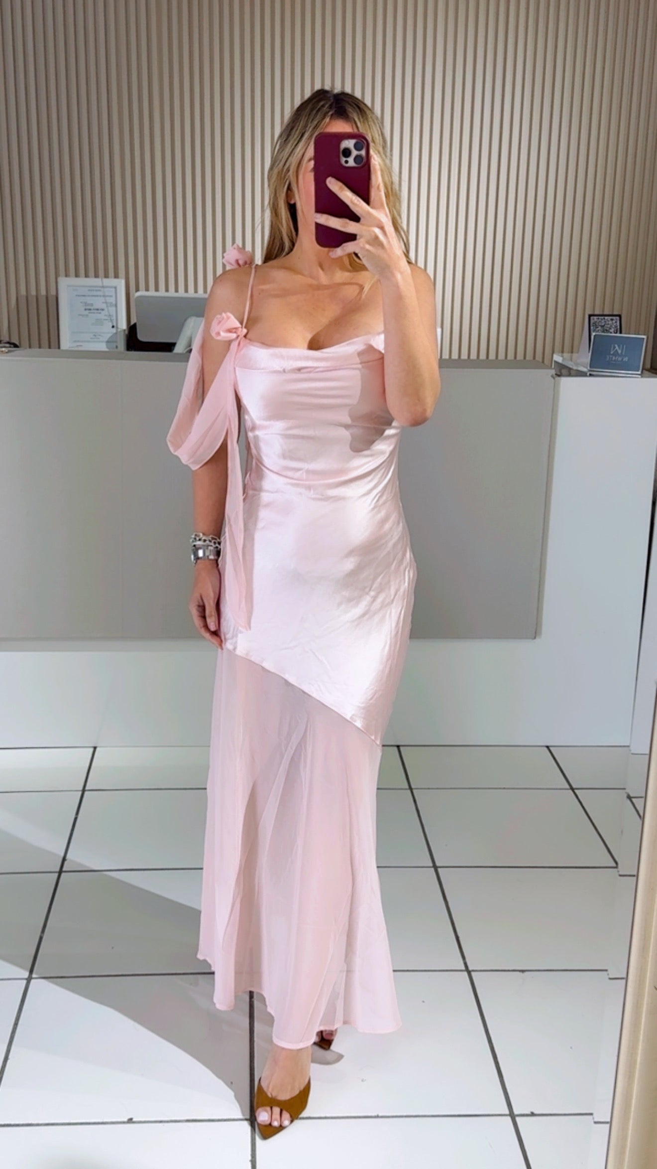 Soft Rose Draped Silhouette