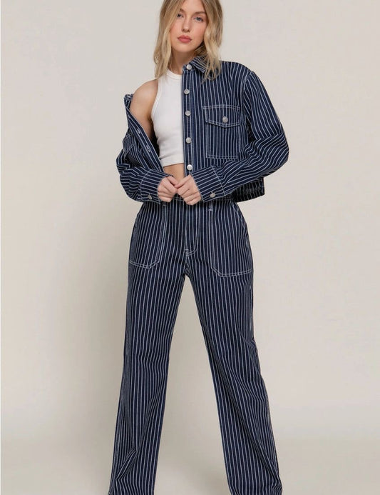 Denim stripe set