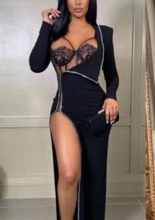 Valentina Solid Black Dress