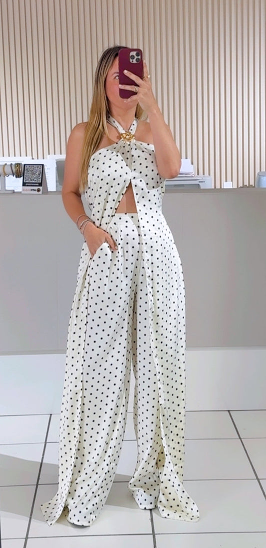 WHITE Silk Haltered Jumpsuit