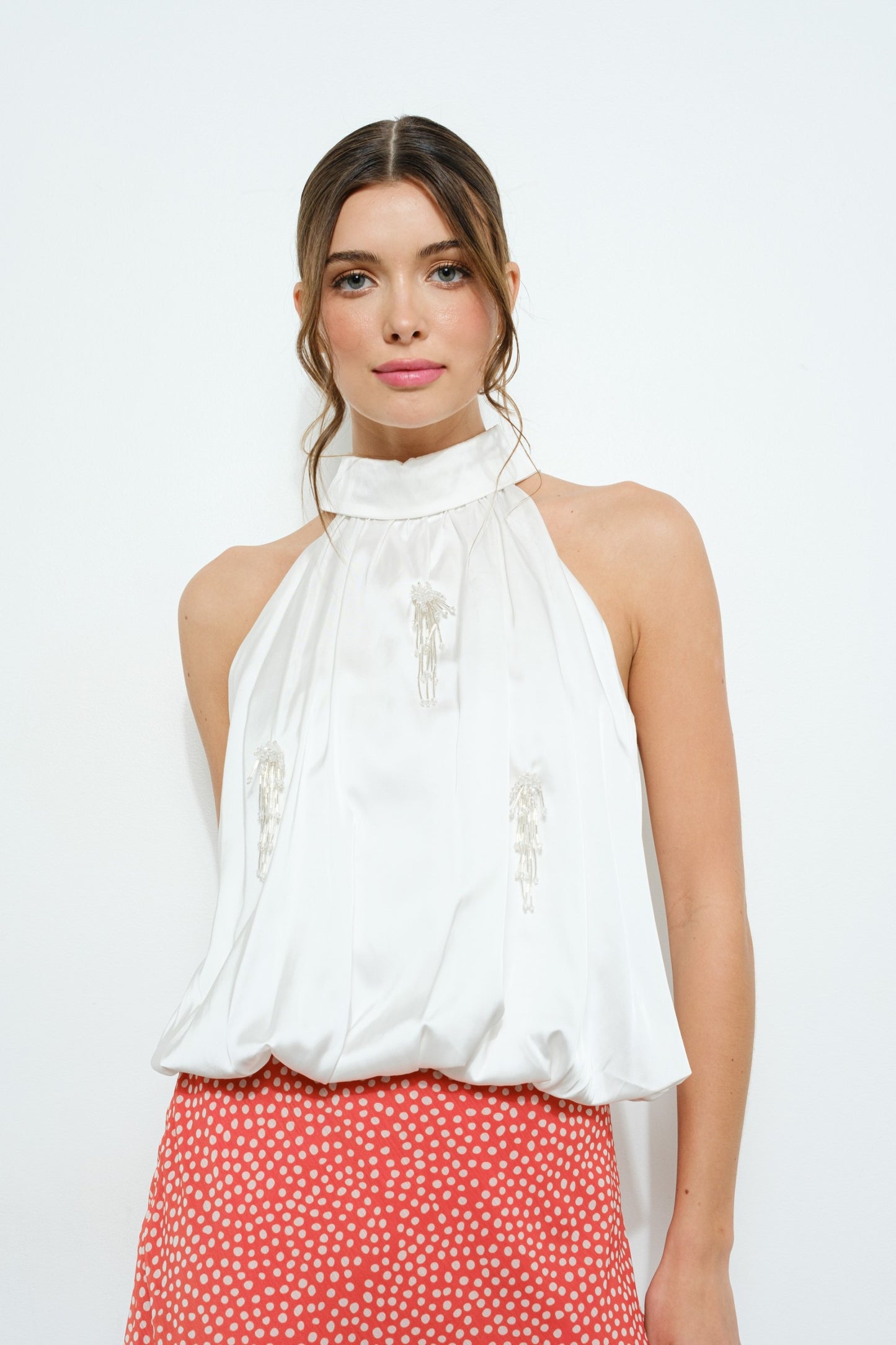 Bubble-Hem Halter Top