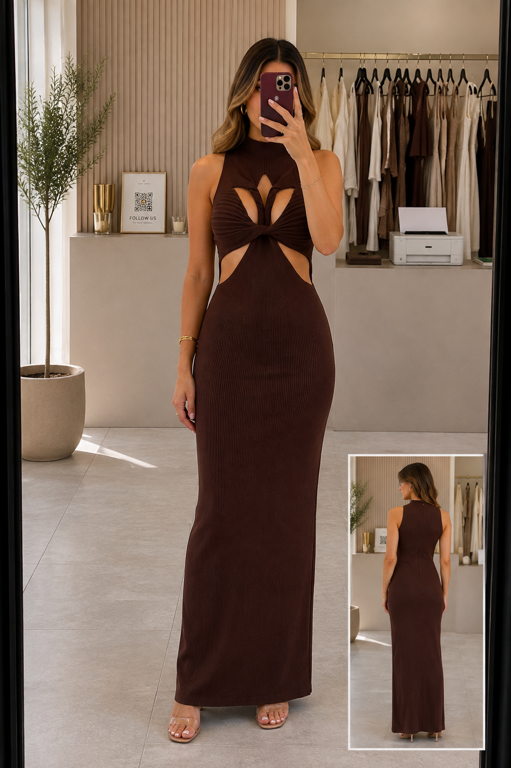 Twirl choco maxi dress