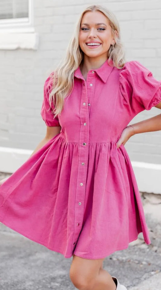 denim pink dress