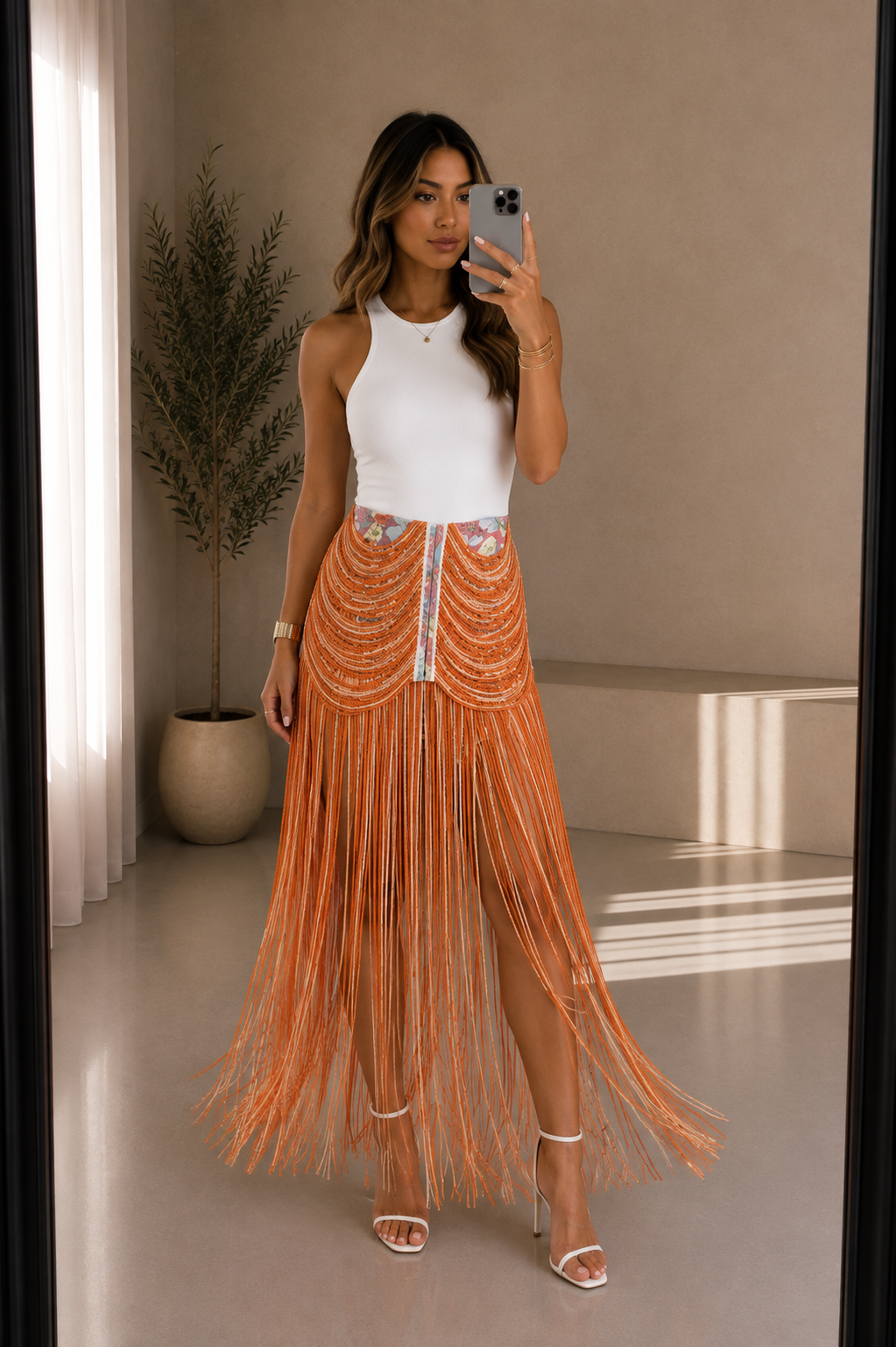 Orange festival skirt
