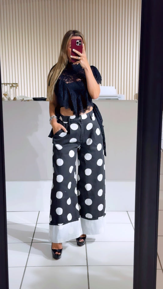 Black Polka Dot Denim