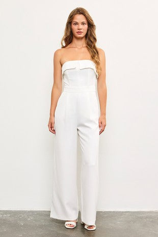 Strapless white jumpsuit
